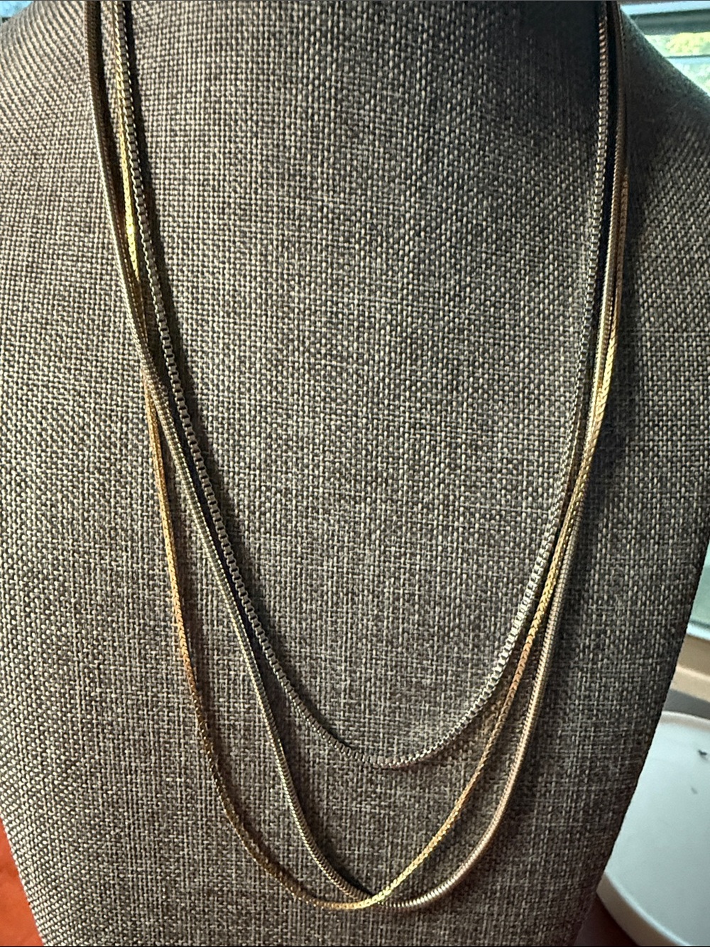 Classic Multi-Strand Gold/Silver tone Layered Necklace (3 necklace set)